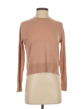 Banana Republic XS Silk Cotton Sweater Lightweight Mock Neck Tan Neutral XS